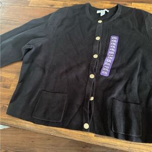 Nine West Black Sweater with Gold Button